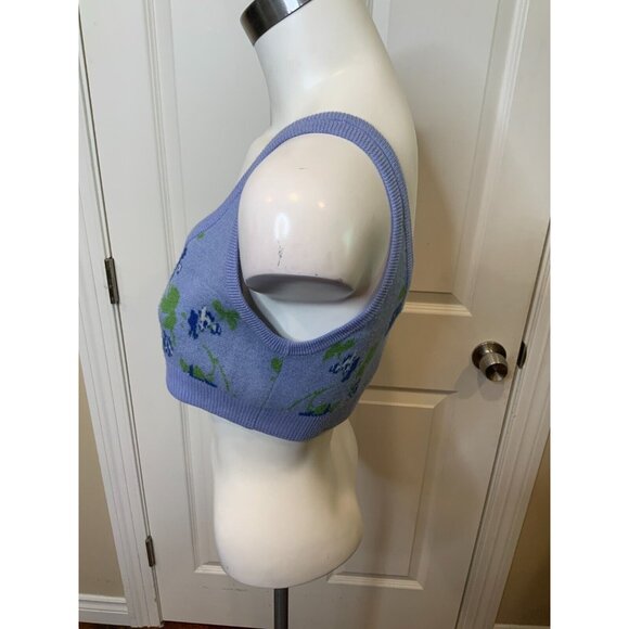Altuzarra Blue Floral Wool Sleeveless Button Crop Top Size Large - Picture 4 of 6